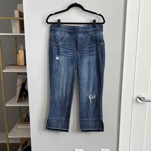 Democracy Blue Distressed “Ab” Technology Ankle Jeans